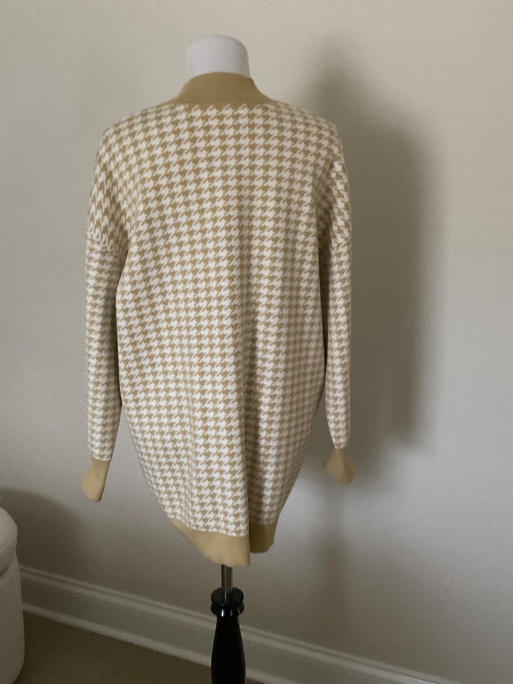NWT SANDRO PARIS HOUNDSTOOTH CARDIGAN IN BEIGE/YELLOW SIZE 3 ( L ) - Picture 5 of 16